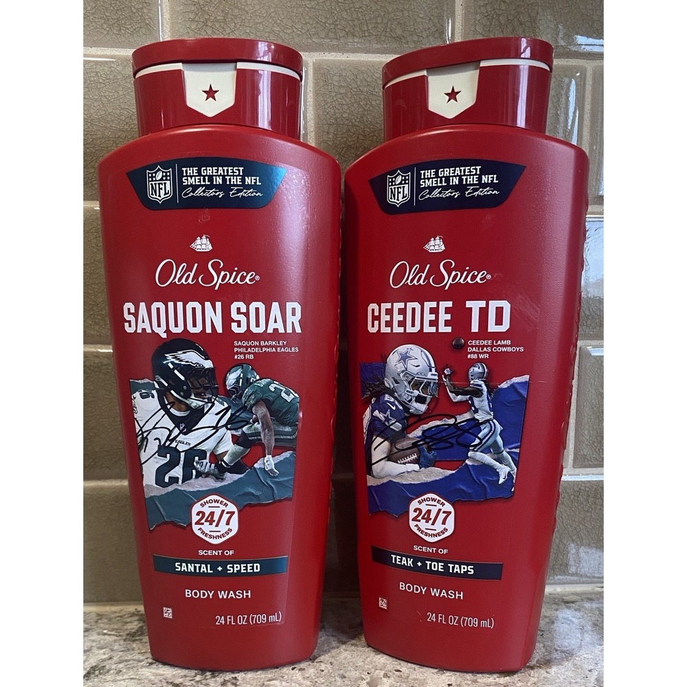 Old Spice Men's Body Wash NFL CeeDee Lamb TD Teak + Saquon Soar 24oz, 2 Pack New